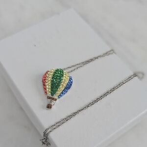 Colorful Hot Air Balloon Sterling Silver Pendant Necklace